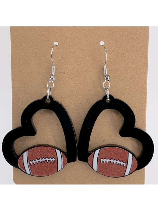 Fashion Jewelry Jewelry - Acrylic Heart Football Dangle Earrings Fashion Jewelry